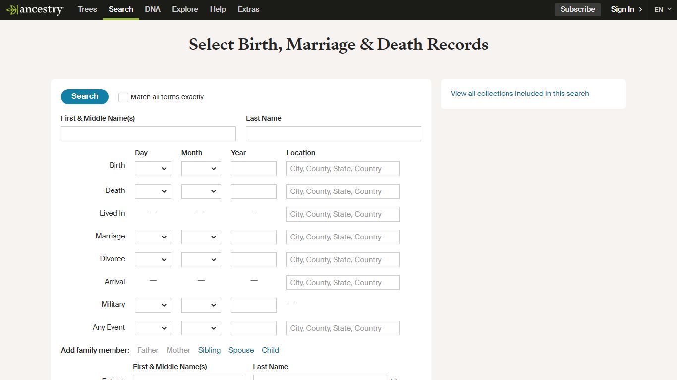 Select Birth, Marriage & Death Records - Ancestry